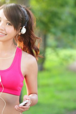 Asian Girl in Pink Running